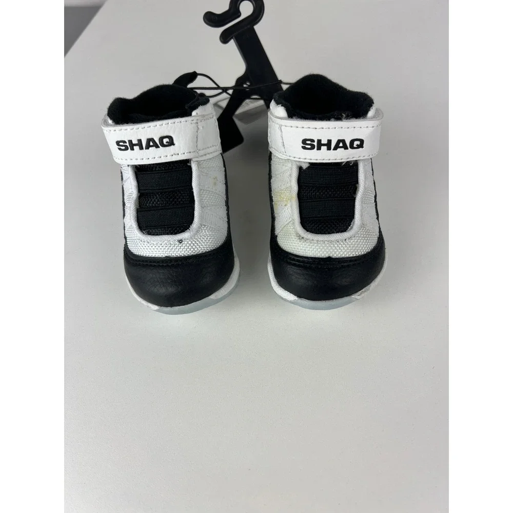 Shaq Infant Boys High Top Athletic Basketball Sneakers‎ White Black Size 2 NEW